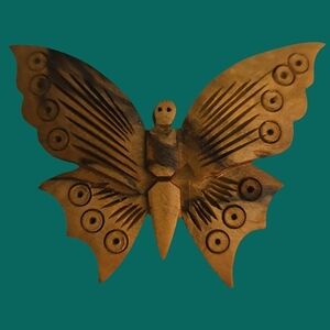 Handmade Carved Olive Wood Made in Jerusalem Israel Butterfly Brooch